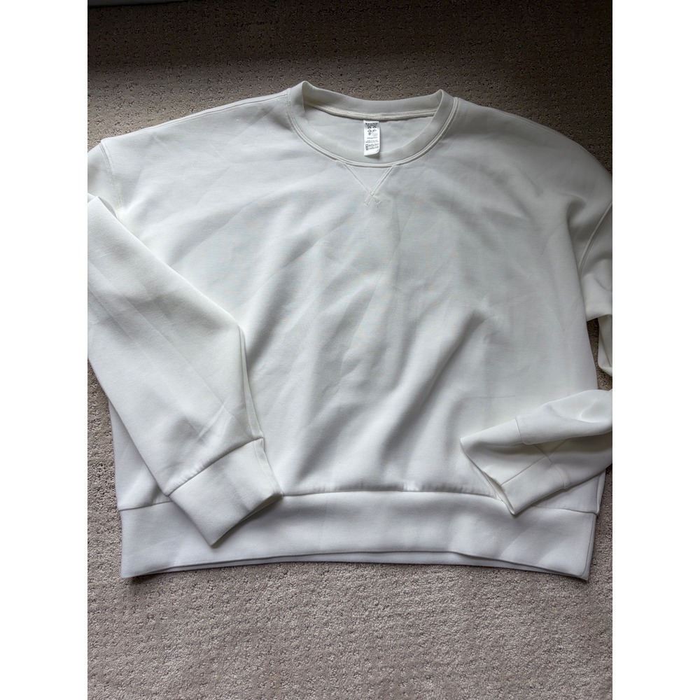 Spanx AirEssentials Sweatshirt XL White Oversized Quiet Luxury Minimalist Sporty
